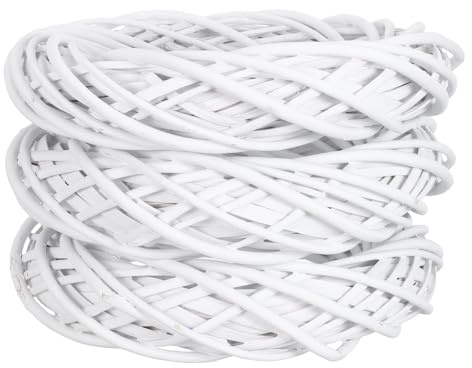 Veemoon Couronne de Vigne Naturelle 30 Cm 3 Pièces en Rotin Blanc pour Décoration de Porte et Mur, Base Rustique DIY Guirlande Mariage Fête, Cadre Stable pour Couronnes Printanières