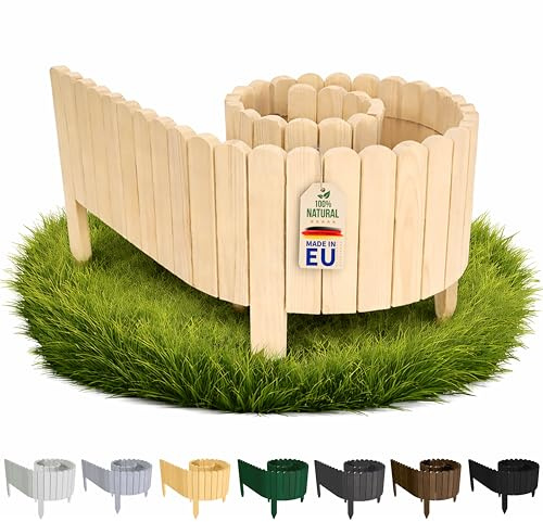Floranica Beetbegrenzung Holz 200 x 30 cm Naturbelassen – Hochbeet-Kante | Begrenzt Kräutergarten, Gemüsebeet und Hochbeet. Vormontiert, 5 Erdspieße, ohne Werkzeug – roh, selbst zu streichen