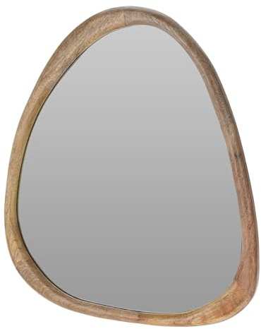 Well Home Espejo Irregular 53x2,5x60cm Marco de Madera de Mango Natural en Madera Acabado Natural para Entrada, salón o Dormitorio
