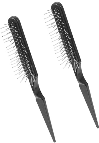 Pettine per Chioma Coda a Ratto, 2 Pezzi, Abs Nero | Denti a Spaziatura Standard, per Partizione Precisa e Massaggio del Cuoio Capelluto, Tinta Chioma
