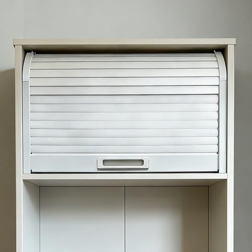 Kit de porte à lamelles, volet roulant, Kit de porte à tambour roulant rétractable, taille personnalisable for grenier, cuisine, chambre coucher, rangement(32x30in/81x76cm)