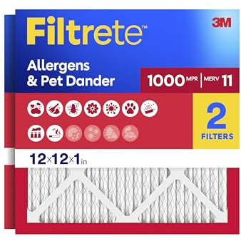 Filtrete AC-luftfilter för ugn, 30 x 30 x 2,1 cm, MERV 11, MPR 1000, Micro Allergen Defense, 3-månaders veckat 2,5 cm elektrostatiskt luftfilter, 2-pack