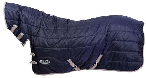 Weatherbeeta Comfitec Medium/Lite 210d Channel Quilt Combo Stalldecke mit Hals (165cm) (Marineblau/Silber/Rot)
