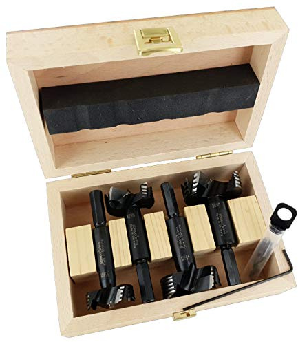 FAMAG Bormax prima Hartmetall-Forstnerbohrer 4-tlg. Set D=35,40,45,50mm im Holzkasten, grau