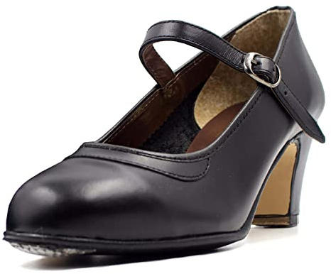 Ole Ole Flamenco Women’s Flamenco Shoes with Nails, Beginner Folklorico Dance Shoe, 5cm Heel, Made in Spain (Numeric_9_Point_5) Black
