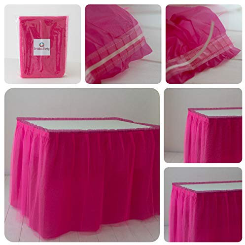 ORKIDEA Gonna da tavolo con tulle - Made in Italy - Dimensioni: 74 x 420 cm (fucsia)