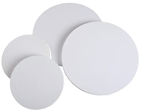 Runde Leinwand, 4 Stück Professional Stretched Circle Canvas Board zum Malen, Acrylgießen - 12 '' & 8 ''