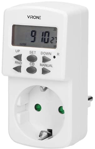 Virone DT-2(GS)) Timer Digitale Programmabile MINI 10 Programmi Versione Schuko 1800W