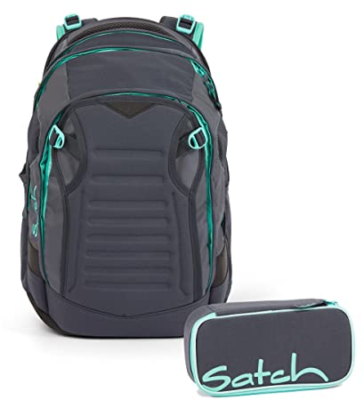 Satch Match Schulrucksack Set 2tlg. mit Schlamperbox (Mint Phantom)