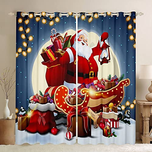 Tende natalizie per finestre di Babbo Natale per camera da letto soggiorno Natale felice anno nuovo tende da finestra buon Natale trattamenti per finestre decorazione della stanza W46* L54