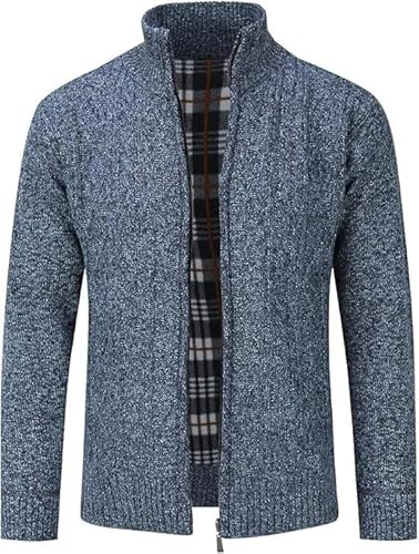 MATINEE Mens Fleece Thermal Fleece Lined Sweater Cardigans (UK, Alpha, M, Regular, Regular, Blue Melange)