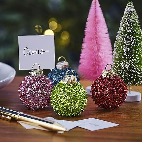 Ginger Ray Christmas Tinsel Bauble Place Kartenhalter mit Tischkarten, Tischdekoration, 4 Stück