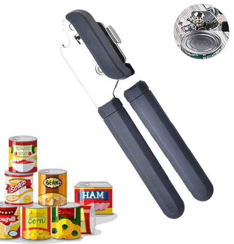 YOUNLEN Apriscatole Manuale, Apriscatole e Apribottiglie Sicuro 3 in 1, Apriscatole, Leva Apribottiglie con Antiscivolo Trattare e Ergonomico Manopola di Tornitura per Anziano con Artrite(Blu)