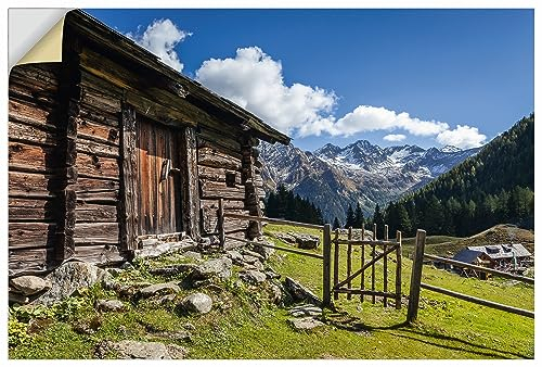ARTland Wanddeko Wandtattoo selbstklebende Vinylfolie 60x40 cm Alte Hütte Bauenhof Alm Natur Berge Alpen Steiermark Österreich U4RH