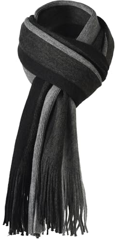 CUNDOU Men's Scarf Soft Wool Warm Knitted Scarf For Men Thick Striped Cashmere Men Scarves For Winter