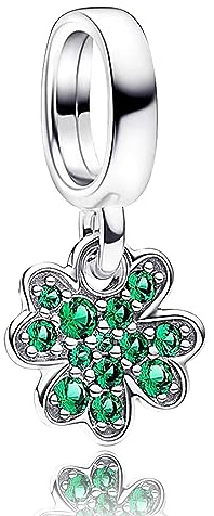 Rimgoris Charm Pandora Flor con Strass Verde Esmeralda | Regalo Día de la Madre Compatible con Pulseras Pandora Moments | Detalle Brillante para Mamá