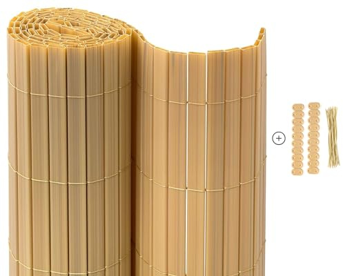 casmartis Premium PVC Sichtschutzmatte - Bambus - 220 x 600 cm (2-teilig) - Zaunsichtschutz, Sichtschutzzaun, Balkonverkleidung, Zaunblende Garten Balkon Terrasse