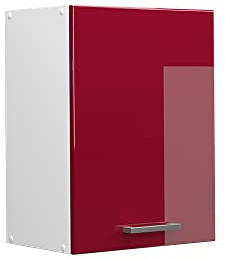 Vicco Hängeschrank R-Line, Wandhängeschrank, Bordeaux Hochglanz/Weiß, 45 cm mit Tür