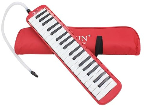 HUIOP 32 touches de piano mélodica instrument d'éducation musicale pour enfants débutants cadeau pour enfants avec sac de transport rouge,32 touches de piano Melodica