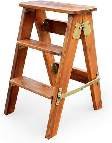 Sgabello pieghevole a 3 gradini in legno per adulti, scaletta portatile per cucina, bagno, scarpiera per interni