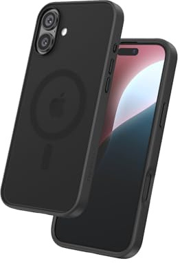 FLOLAB Surtect Tri-Fusion Magnetic for iPhone 16 Case Protective Slim Design Magsafe Compatible Military Grade - Full Black Matte Translucent