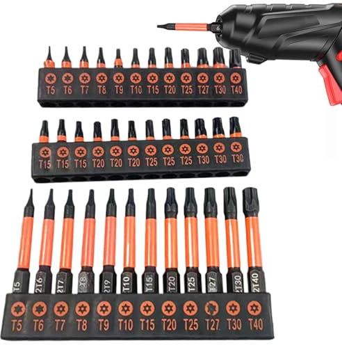 Juego de puntas Torx de seguridad,Juego de llaves de vaso Torx | Juego de puntas Torx de 36 piezas,Brocas de torsión de seguridad T5-T40, punta de destornillador magnético para camiones y motocicletas