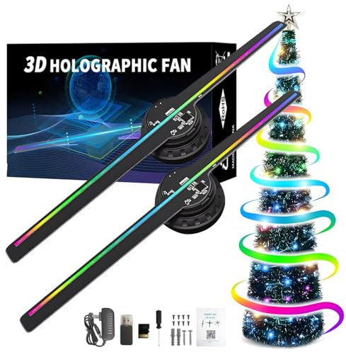 CraftNestUK Lot de 2 ventilateurs holographiques LED, projecteur 3D hologramme LED, support mural