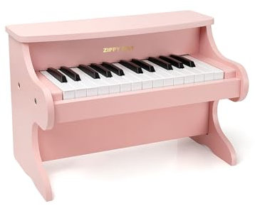 ZIPPY MAT Kids Piano Keyboard, 25 Keys, Mini Musical Learning Instrument, Toy, Wooden Piano for Kids Toddlers Girls Boys (Pink)