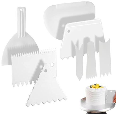 1 x Plastic Dough Card, 6 x Cake Spatula and 1 x Pizza Spatula, Flexible Dough Scraper, Cake Scraper for Kitchen Baking Edge Decoration, Pizza, Dough Cutting, Cake Accessories