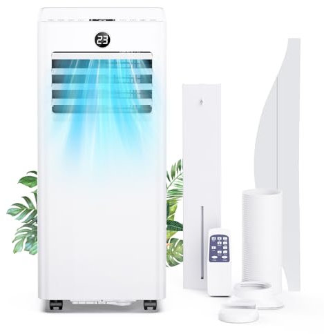 Condizionatore Portatile, 7000BTU Climatizzatore Portatile con Modalità di Raffreddamento, Ventilazione e Deumidificazione, 2 Modalità di Controllo, Kit di Installazione, Display Digitale, per Casa
