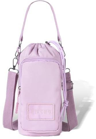 Nircho Isolierte Wasserflaschen-Tragetasche mit Schultergurt, 300–1200 ml, Tasche, Schlinge, Crossbody – Wandern, Camping, Reisen, violett, Minimal