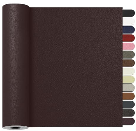 RggEyy Kunstleder Selbstklebend Dunkelbraun, 40x300cm Leder Reparatur Set, Leder Patch, Selbstklebend Lederflicken Leather Repair für Sofa, Möbel, Autositze, Jacken, Handtaschen.