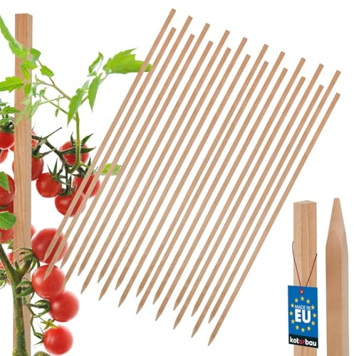 KOTARBAU® Set med 20 tomatstavar, växtstavar, 150 cm, staketstolpe, trästolpar, spetsigt, växtstöd, staketstolpar, växtstöd, träväxtstavar för stabilisering, växtstöd