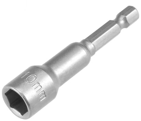 Fixinus Llave de vaso magnética de 10 mm, puntas hexagonales de 1/4 pulgadas para taladros, destornillador de tuerca y adaptador de vaso de impacto, 65 mm de longitud