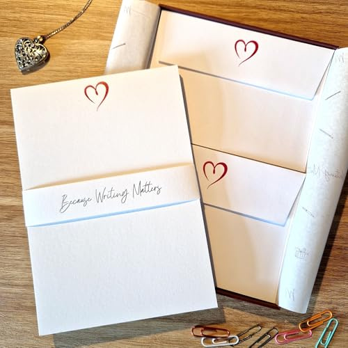 Me Loovely Love Heart Letter Writing Set A5 Size Stationery Paper and Peel & Seal C6 Envelopes in Gift Box (Pack of 18 Letters Sets)