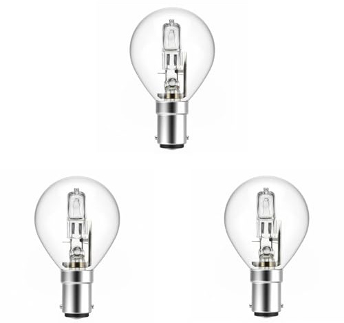 Swan Golf Ball Halogen Bulbs, B15D Small Bayonet Cap, 42W, Clear, Pack of 3