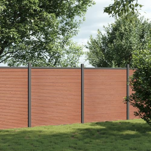 Festnight WPC Sichtschutzzaun 353x186 cm WPC Zaun Sichtschutz Zaun Lamellenzaun Zaunelemente für Draußen Gartenzaun Braun