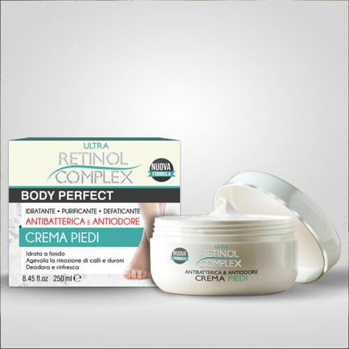 3 Pezzi Crema Piedi Da 250 ml Antibatterica e Antiodore Idratante Purificante Defaticante Body Perfect RETINOL COMPLEX
