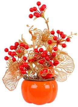 YIZITU Simulato Bacche di Agrifoglio Bonsai Festival di Primavera Artificiale Frutta Fiore Secchio Ornamenti Desktop Decorazione Capodanno Disposizione dei Fiori