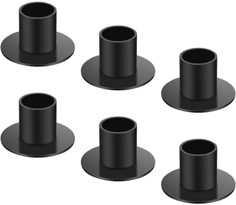 HOTUT Bougeoirs en Métal, 6 Pièces Porte Bougie Métal Moderne, Chandelier Bougeoir, Candle Holder, pour Les Centres de Table, Fêtes, Mariages, Dîners, Décorations D'intérieur，Noir