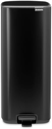 Brabantia Bo Pedal Cubo de basura 30L (negro mate), papelera cocina con diseño compacto y sistema de apertura con pedal, cubo basura reciclaje con cubo extraíble, incluye bolsas PerfectFit