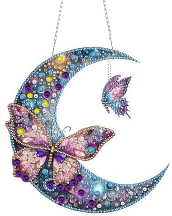 Glimmerstyle Diamond Art Peinture Papillon Suspendue, Peinture en Diamant Papillon, DIY Peinture Acrylique, Décoration Maison