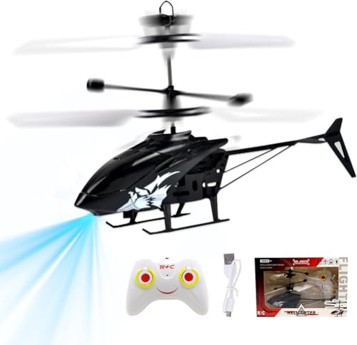 HATFRYF Remote Control Helicopter for Kids, RC Helicopter Toys, One Key Take Off and Landing, Easy to Fly Indoor and Outdoor Radio RC Flying, for Age 3+ Kids Party Gifts (Black)