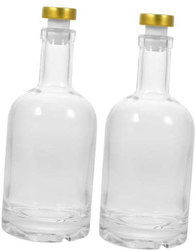 WEKADRIN 2 piezas Botellas de Vidrio Grueso para Licor Decantador Transparente Antideslizante Botella Vino Whisky para Bar y Hogar