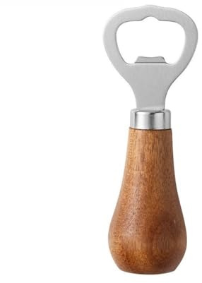 Abrelatas, Abridor de botellas de cerveza - Mango de madera, diseño vertical, acero inoxidable(Silver)