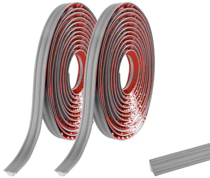 PVC-Viertelkreis-Zierleiste, selbstklebend, selbstklebend, für Arbeitsplatte, Decke, Boden, Sockelleiste, 19 x 10 mm, matt, grau, 10 m (5 m x 2 Rollen)