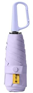 Mini Parapluie Pliant de Voyage Avec Poignée Mousqueton Pour Homme Femmes Enfant/6 Baleines/Anti UV Protection/Ultra Léger/Compact Portable/Revêtement en Téflon/Déperlant/Soleil Pluie/Poche