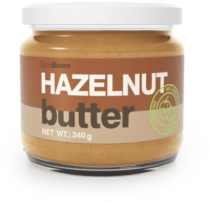 GymBeam Burro di Nocciole 100% - Burro di Nocciole, Crema Spalmabile Senza Olio di Palma, Ricco di Fibre e Grassi Insaturi, Gusto Autentico e Vellutato, Ideale per Porridge e Dolci, 340 g