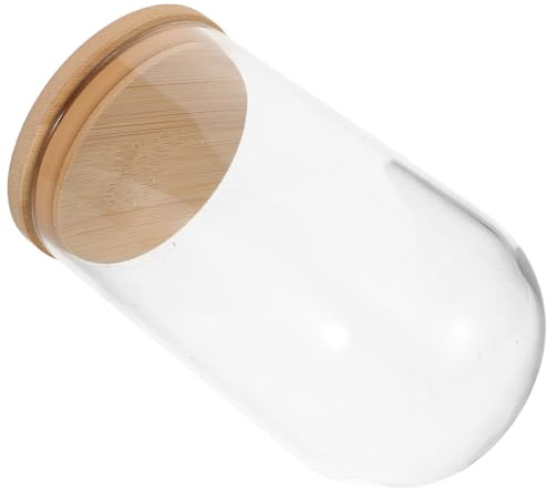 Kisangel Terrarium en Verre Micro-Paysage 70X120 MM avec Base en Bambou Étanche Cloche de Présentation pour Plantes D’Intérieur Vase Hydroponique Écologique Pot Miniature Décoratif pour