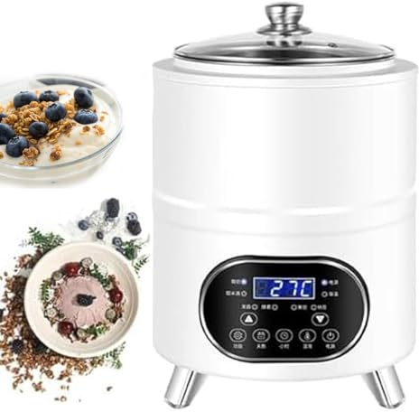 DPLWJPP Máquina Hacer Yogur Casero Totalmente Automática Máquina de Fermentación de Yogur Automática Incubadora de Yogur Eléctrica Máquina de Fermentación de Vino de Arroz 8L-White